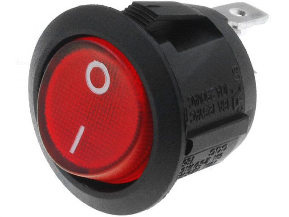 VS R13112BF02BR2N2 Wipptaster RUND mit rot beleuchteter Wippe 230V~ EIN / AUS TASTE ET178