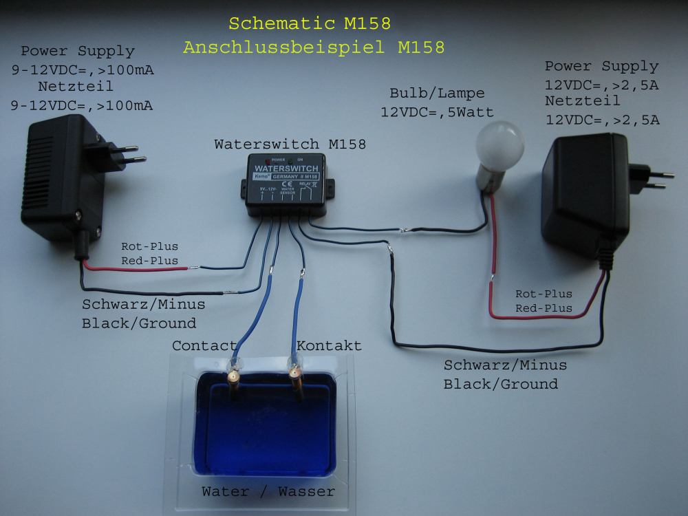 Wassermelder Wasseralarm Wasserfühler 12V DC max 3A M158 Kemo