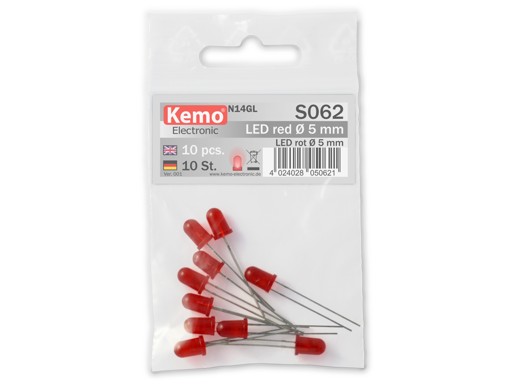 5mm LED rot 10 Stück S062 Kemo