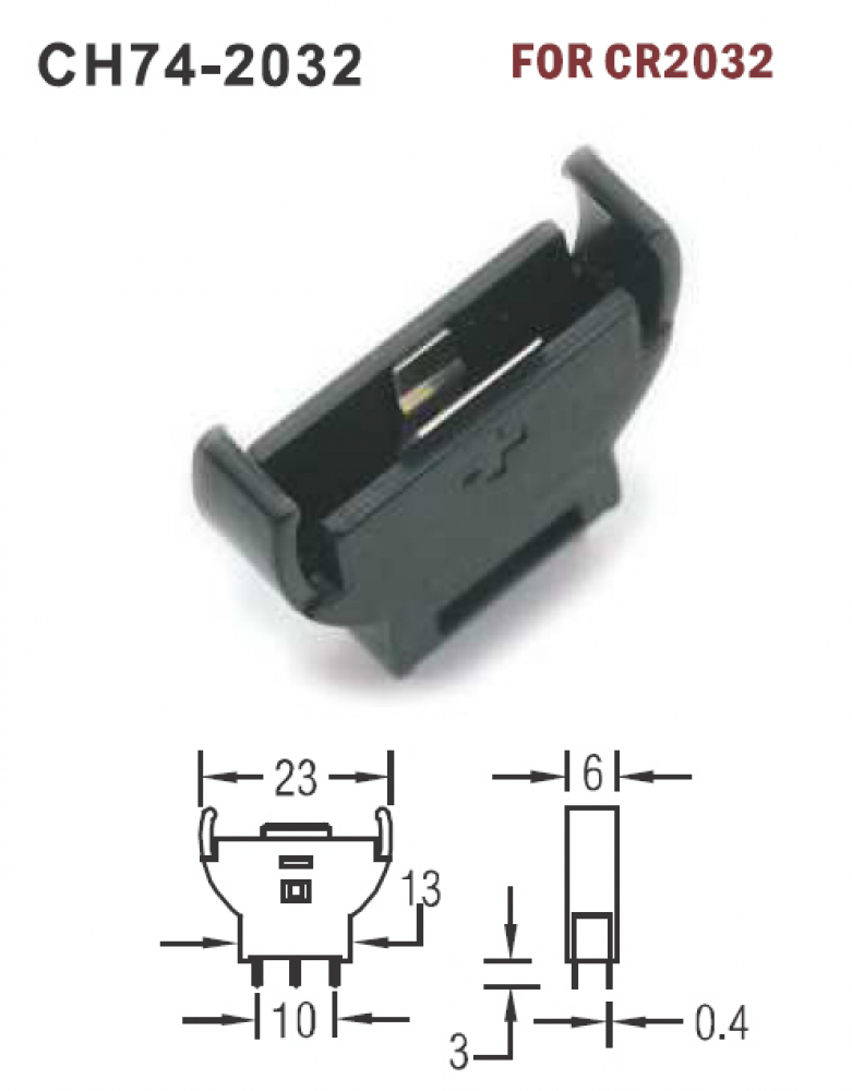 Knopfzellen-Halter Vertikal (stehend) PCB Version