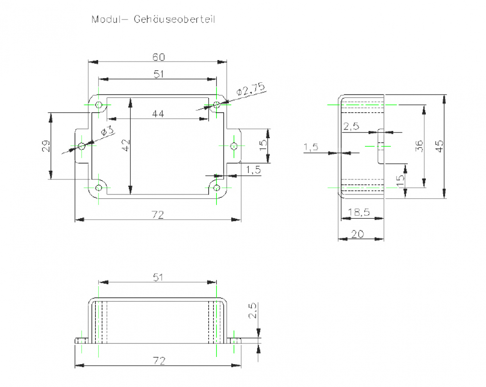 Kunststoff Gehäuse Modulgehäuse G004 60 x 45 x 20 mm Vergussgehäuse Kemo