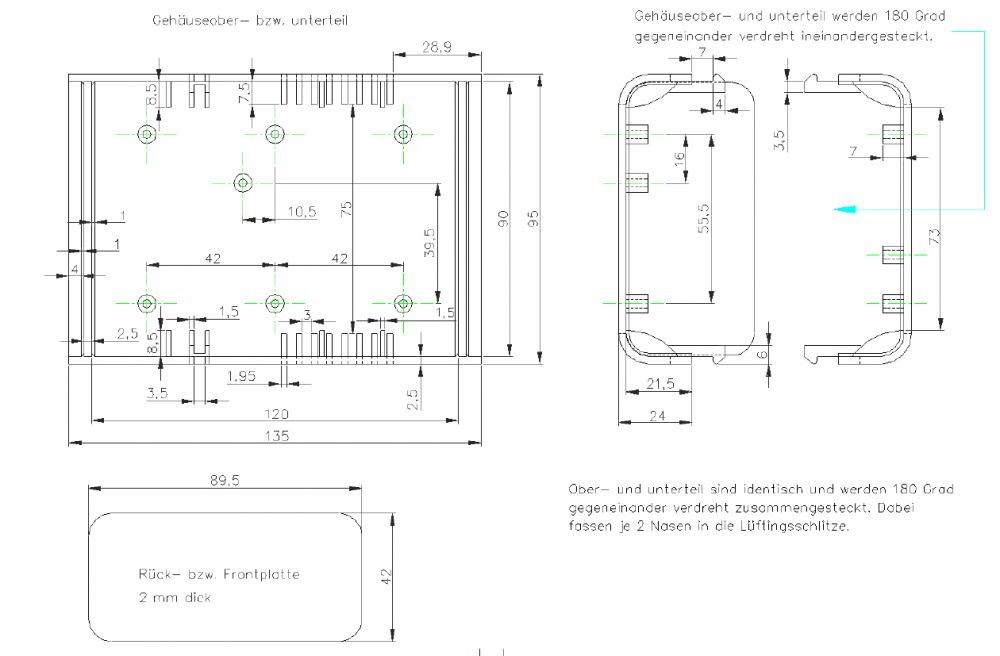 Kunststoffgehäuse Gehäuse G02B mit Batteriefach 123 x 72 x 39 mm Kemo