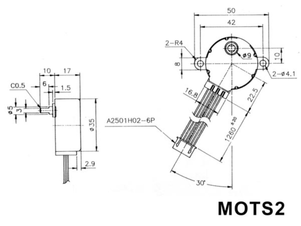 Motor Steppermotor Schrittmotor 12V DC 60mA (Winkel 7,5° / 48 Schritte) Velleman MOTS2