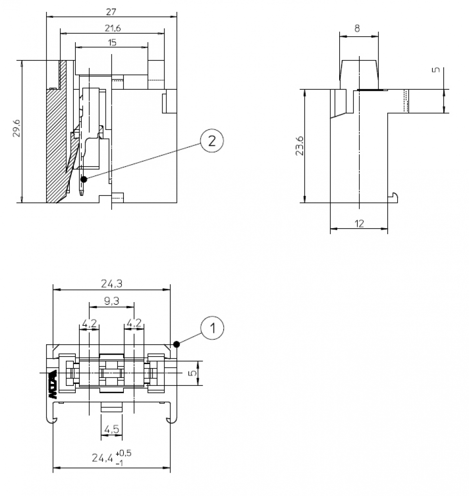 KFZ Flachstecksicherung Sicherungshalter max 21A anreihbar Anschlüsse über 6,3mm MTA 100351