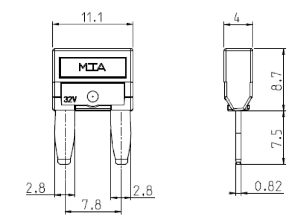 MiniVAL® KFZ Sicherung 11,1mm Mini Flach 2A 3A 4A 5A 7,5A 10A 15A 20A 25A 30A MTA