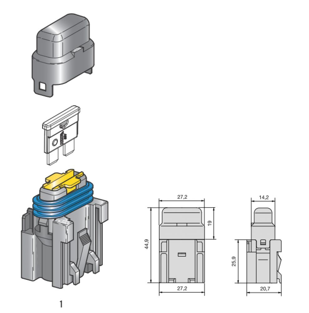 KFZ Sicherungshalter für 19mm Sicherungen UNIVAL Komplettset MTA 3050153