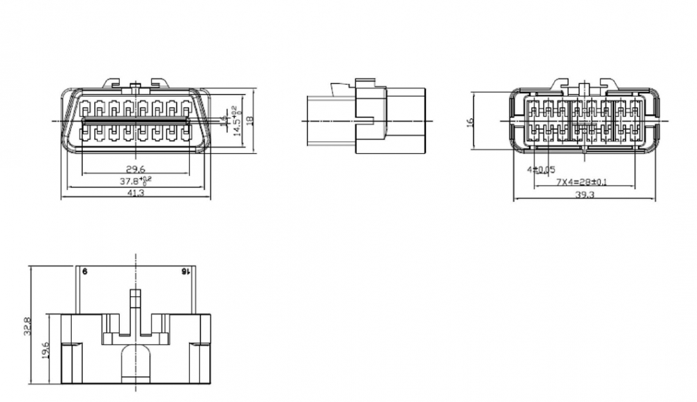 OBD II KFZ Diagnose Stecker inkl 16 Einzelkontakte