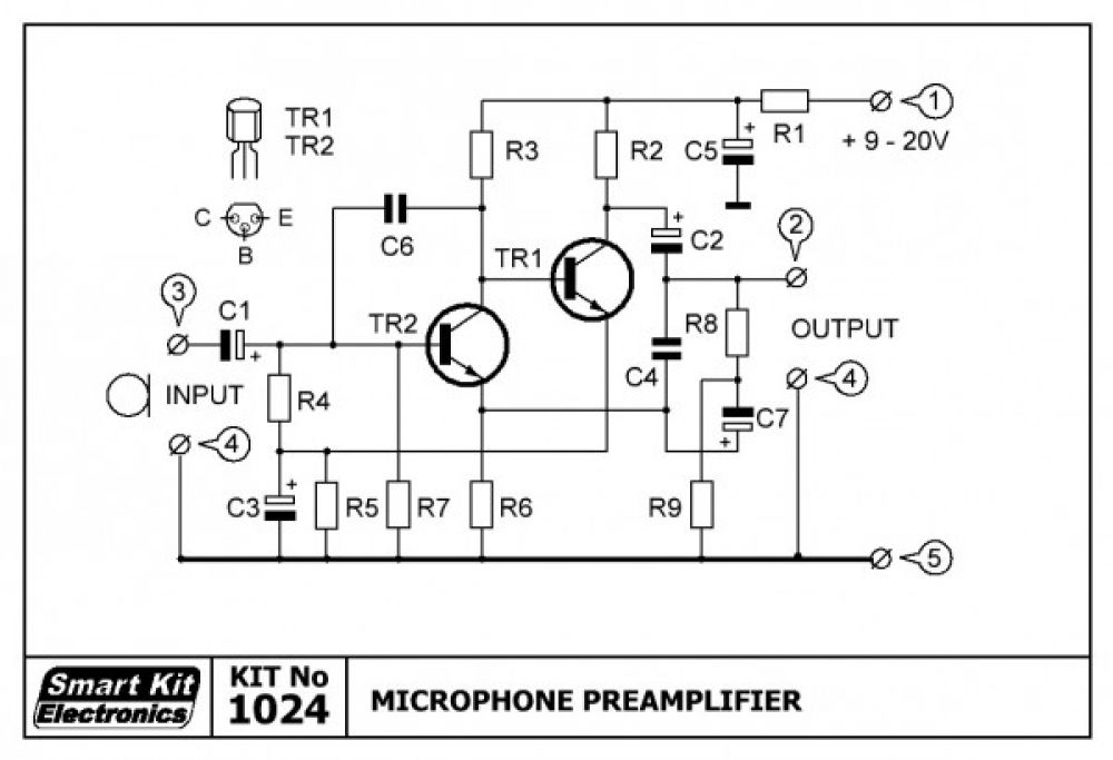 Mikrofon Vorverstärker 12V - 20V B1024 Smart Kit Bausatz