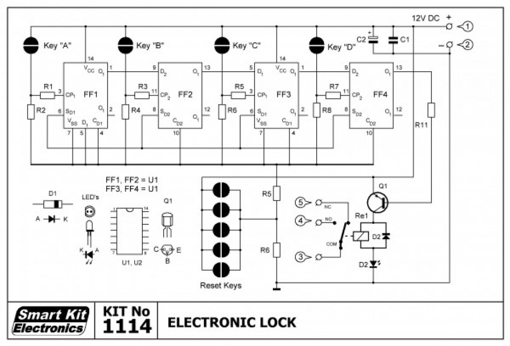 Elektronisches Schloß Zahlenschloss 9V B1114 Smart Kit Bausatz