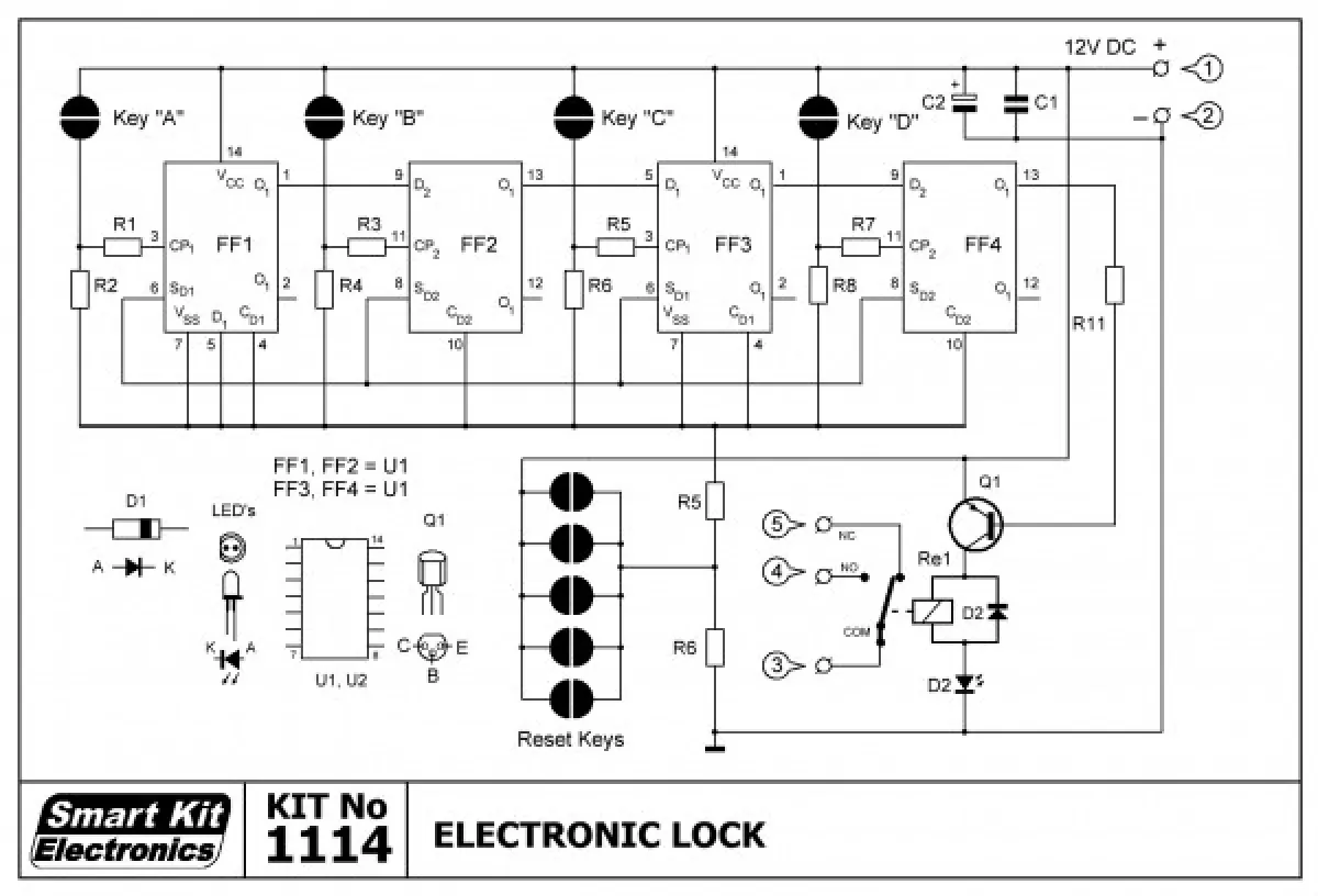 Elektronisches Schloß Zahlenschloss 9V B1114 Smart Kit Bausatz