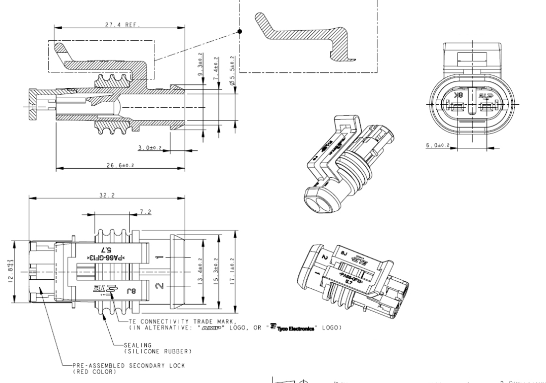 Superseal KFZ Steckverbinder Komplettset wasserdicht 2-polig 0,75-1,5mm²