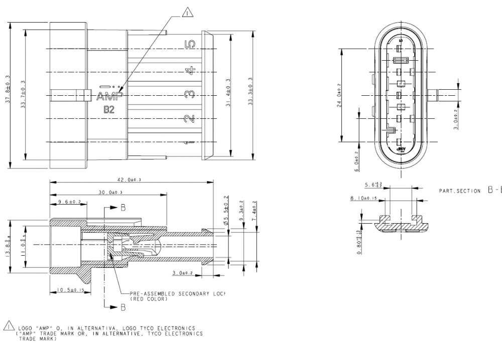 Superseal KFZ Steckverbinder wasserdicht Komplettset 5-polig 0,75-1,5mm²