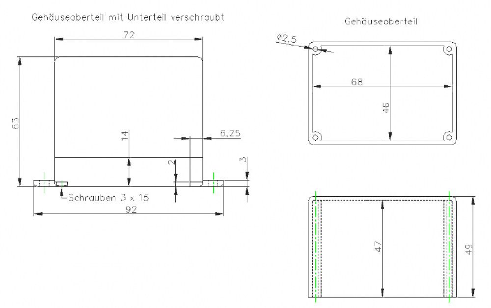 Gehäuse Kunststoff ca. 72 x 50 x 63 mm Kemo G022