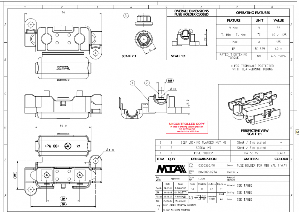 KFZ Sicherungshalter für MTA MIDIVAL Sicherungen bis max 125A MTA 0300360