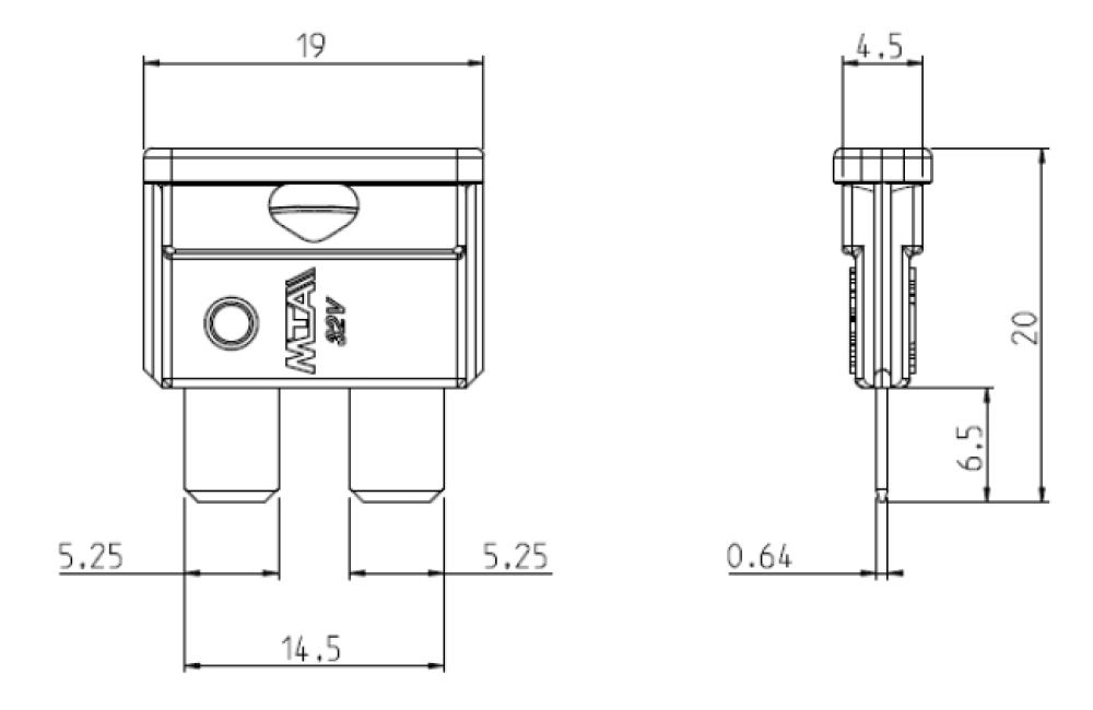 UNIVAL® 19mm standard KFZ Flachstecksicherung Sicherung 1A 2A 3A 4A 5A 7,5A 10A 15A 20A 25A 30A 40A MTA