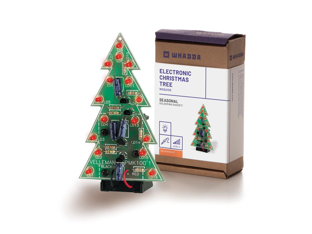 LED Weihnachtsbaum mit 16 blinkenden LEDs MK100 Velleman Elektronik Bausatz WHADDA WSAA100