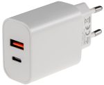 Doppel USB Steckernetzteil Netzgerät mit 1x USB-A & 1x USB-C max 3,0A weiß